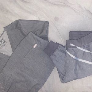 Figs Heather Gray Scrub Top and Jogger Set